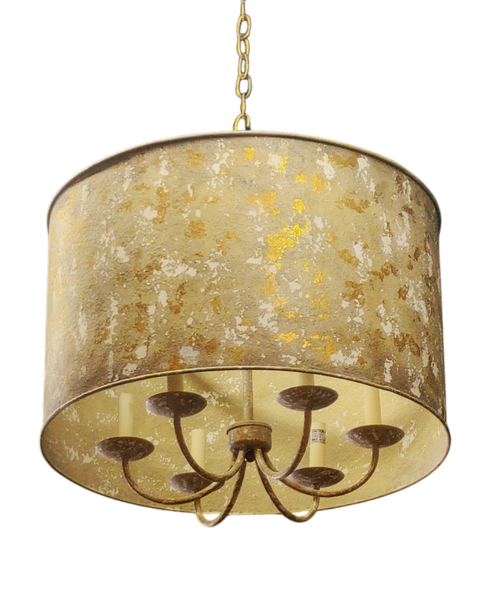 Modern Textured 6-Light Metal Drum Pendant Chandelier