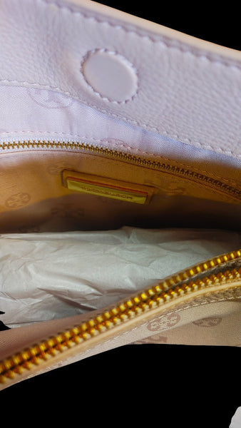 Tory Burch Blush Pale Pink Pebble Leather Chain Tote