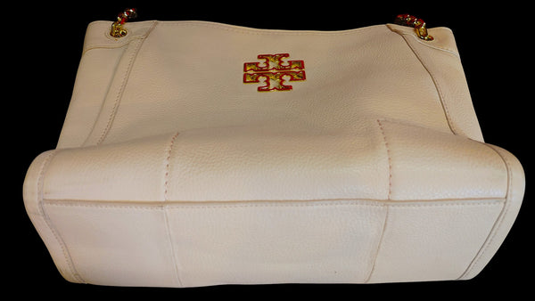 Tory Burch Blush Pale Pink Pebble Leather Chain Tote