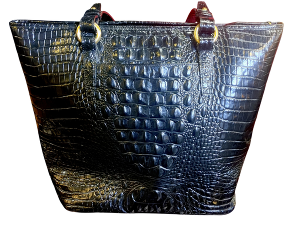 Brahmin Black Melbourne Croc Embossed Leather Tote