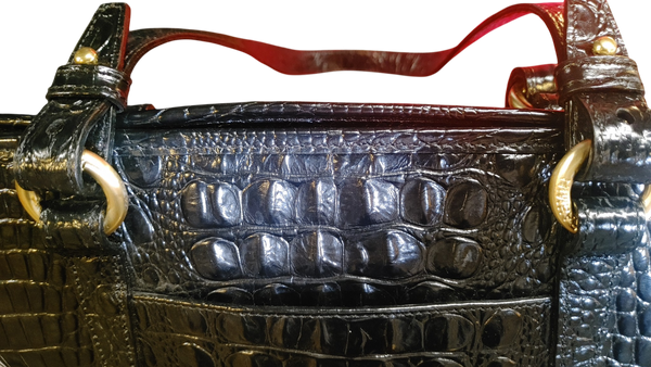 Brahmin Black Melbourne Croc Embossed Leather Tote