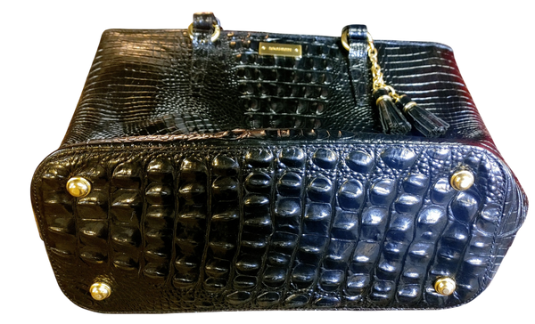 Brahmin Black Melbourne Croc Embossed Leather Tote