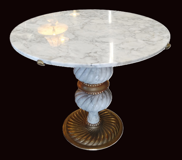 Vintage Italian Neoclassical Hollywood Regency Marble Pedestal Table Plant Stand