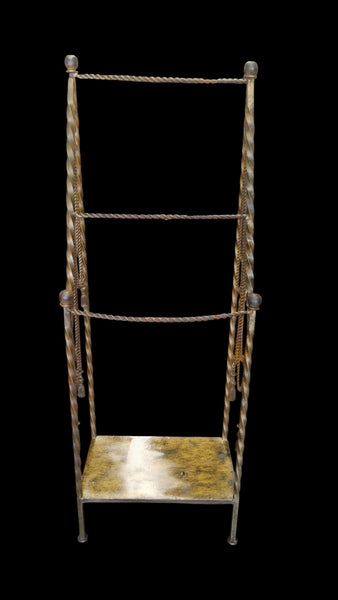 Vintage Italian Style Rope & Tassel Towel Blanket Holder Stand