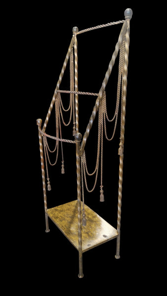 Vintage Italian Style Rope & Tassel Towel Blanket Holder Stand
