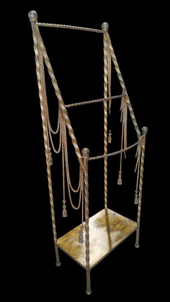 Vintage Italian Style Rope & Tassel Towel Blanket Holder Stand