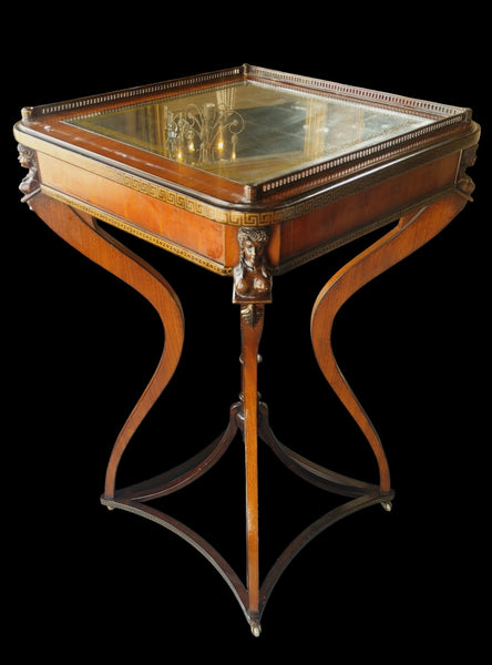 Neoclassical Revival Side Center Accent Table Greek Key Carved Figurals