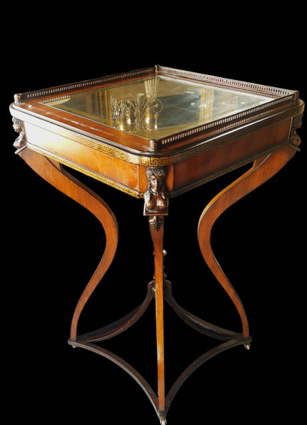Neoclassical Revival Side Center Accent Table Greek Key Carved Figurals
