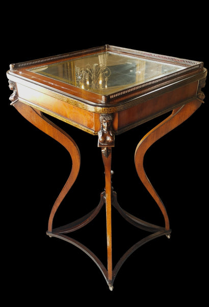 Neoclassical Revival Side Center Accent Table Greek Key Carved Figurals