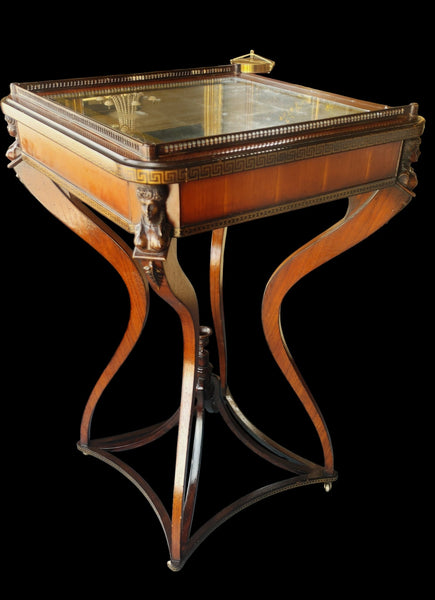 Neoclassical Revival Side Center Accent Table Greek Key Carved Figurals