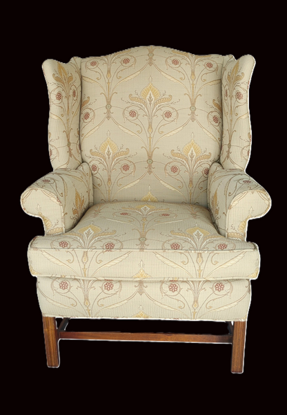 Hickory Chair Chippendale Style Wingback Chair Tan Beige Floral