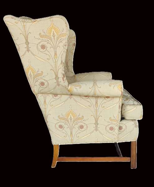 Hickory Chair Chippendale Style Wingback Chair Tan Beige Floral