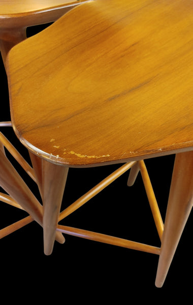 Minimalist Walnut Tam Stools by Peca Estudio Set of 3