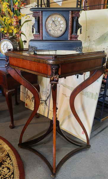 Neoclassical Revival Side Center Accent Table Greek Key Carved Figurals