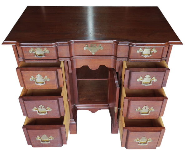 The Bartley Collection Traditional Chippendale Block Front Knee Hole Desk Bureau Entryway Chest
