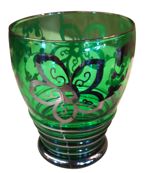 Italian Murano Style Green Glass Sterling Bar Ware Pitcher Glasses Drink Set