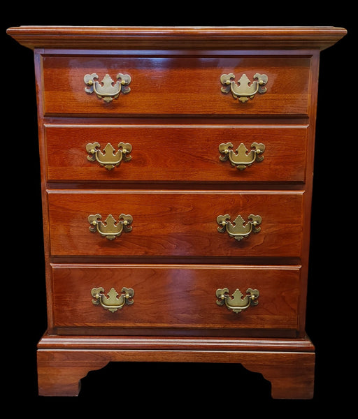 Vintage Cresent Furniture Solid Cherry Chippendale 4-Drawer Chest of Drawers