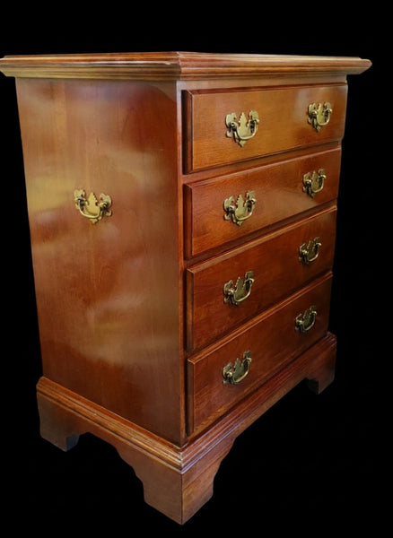 Vintage Cresent Furniture Solid Cherry Chippendale 4-Drawer Chest of Drawers