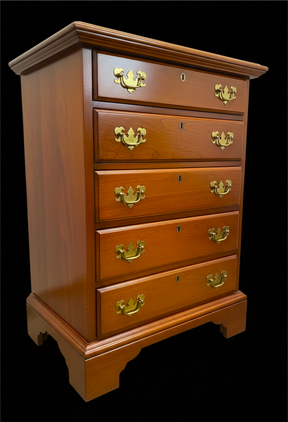 Vintage Cresent Furniture Solid Cherry Chippendale 4-Drawer Chest of Drawers