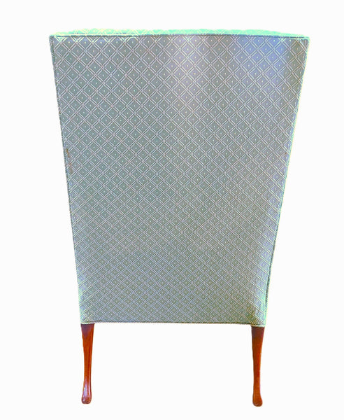 Vintage Queen Anne Sea Green Wing Back Chair