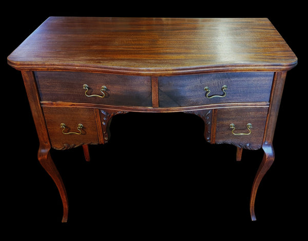 Vintage French Queen Anne Style Mahogany Vanity Writing Desk