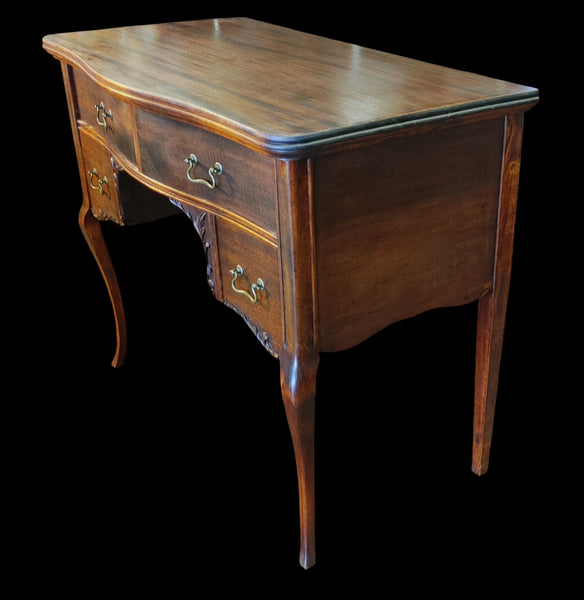 Vintage French Queen Anne Style Mahogany Vanity Writing Desk