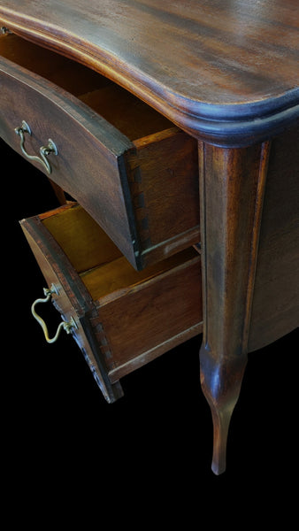 Vintage French Queen Anne Style Mahogany Vanity Writing Desk