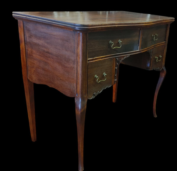 Vintage French Queen Anne Style Mahogany Vanity Writing Desk