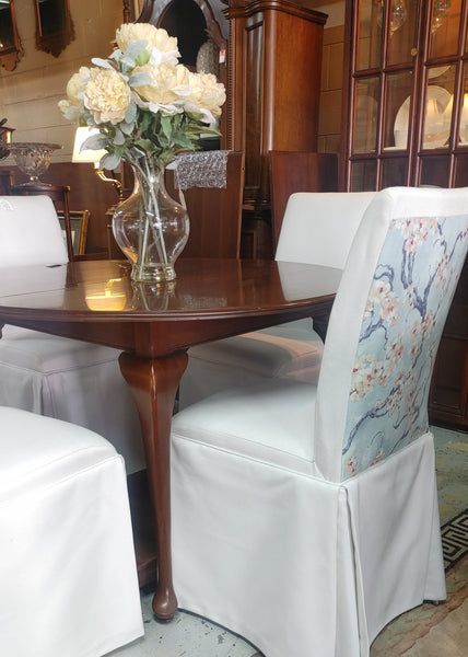 Custom-Upholstered Skirted Parsons Chairs - Set of 4