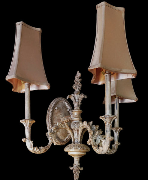 French Rococo Revival Style 3-Light Wall Sconces - A Pair