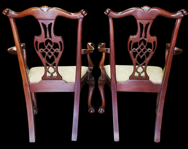 Pair Chippendale Style Ball & Claw Dining Armchairs