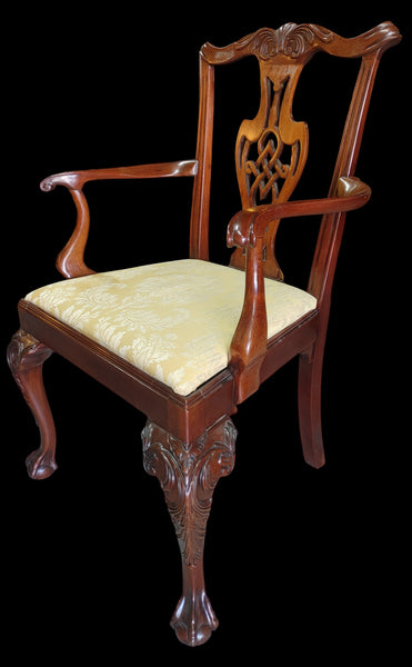 Pair Chippendale Style Ball & Claw Dining Armchairs