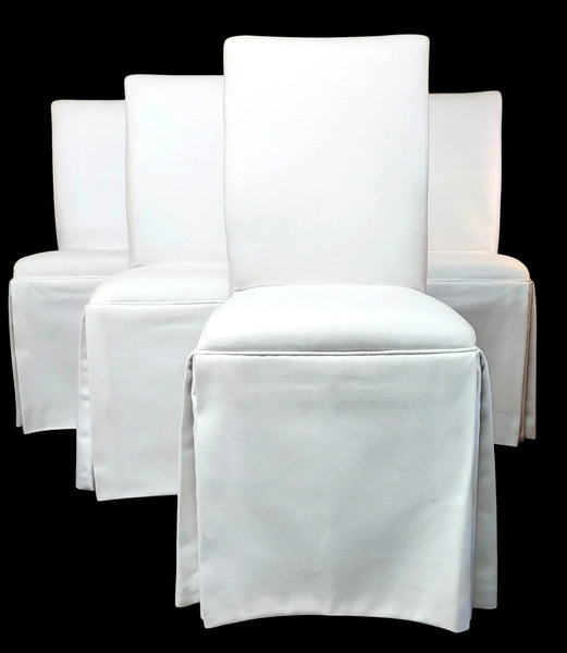 Custom-Upholstered Skirted Parsons Chairs - Set of 4