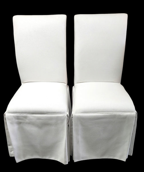 Custom-Upholstered Skirted Parsons Chairs - Set of 4