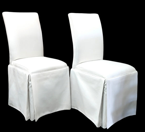 Custom-Upholstered Skirted Parsons Chairs - Set of 4