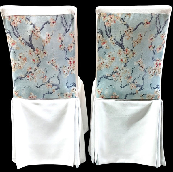 Custom-Upholstered Skirted Parsons Chairs - Set of 4