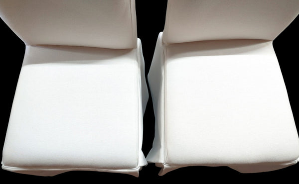 Custom-Upholstered Skirted Parsons Chairs - Set of 4