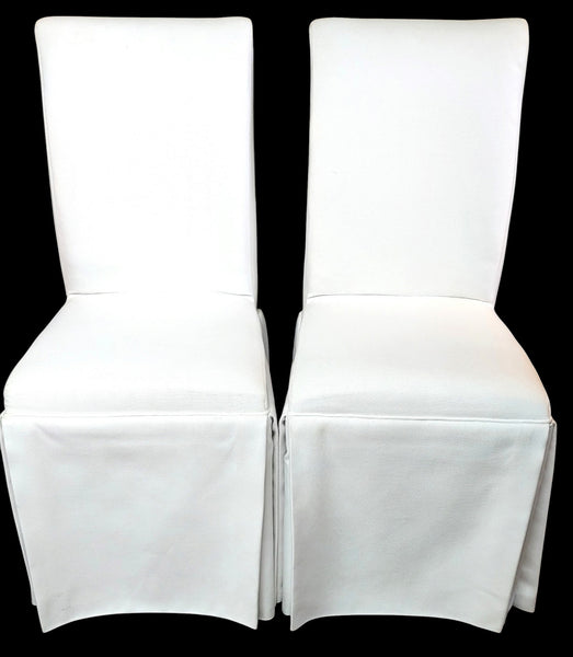 Custom-Upholstered Skirted Parsons Chairs - Set of 4