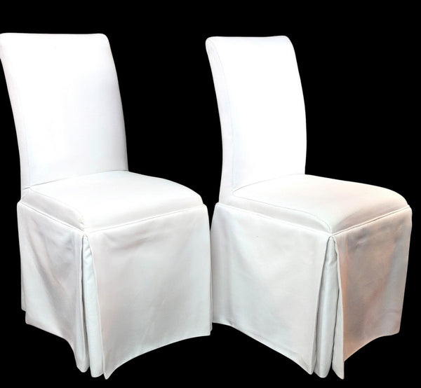 Custom-Upholstered Skirted Parsons Chairs - Set of 4