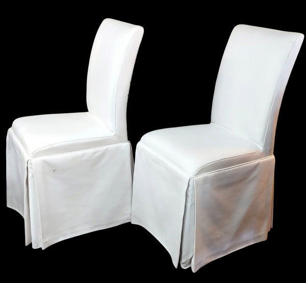 Custom-Upholstered Skirted Parsons Chairs - Set of 4
