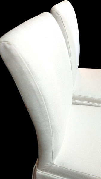 Custom-Upholstered Skirted Parsons Chairs - Set of 4