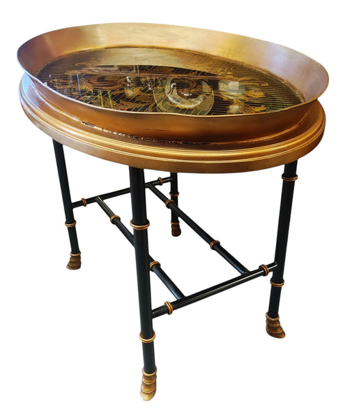 Vintage Hollywood Regency Chinoiserie & Faux Bamboo Cocktail Table