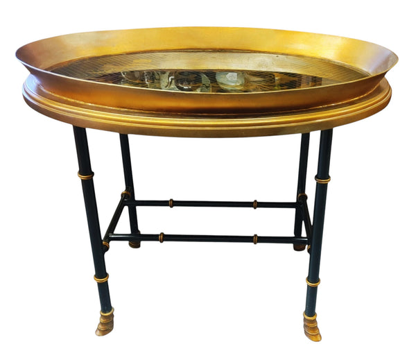 Vintage Hollywood Regency Chinoiserie & Faux Bamboo Cocktail Table