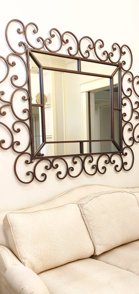 Large 6 x 5 ft Iron Scroll Wall Mirror by Arhaus