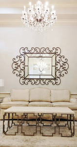 Large 6 x 5 ft Iron Scroll Wall Mirror by Arhaus