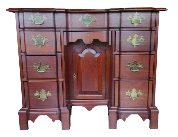 The Bartley Collection Traditional Chippendale Block Front Knee Hole Desk Bureau Entryway Chest
