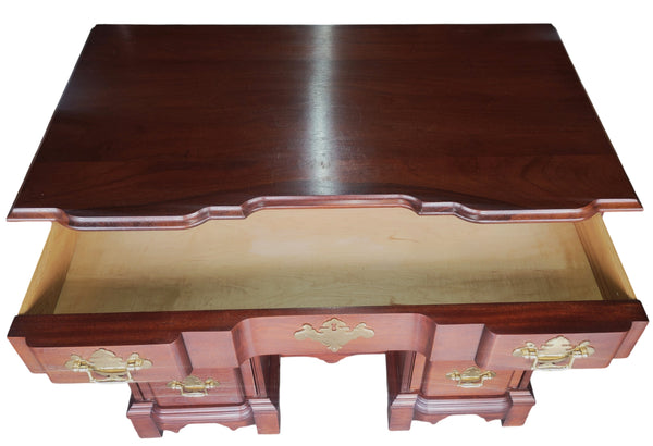 The Bartley Collection Traditional Chippendale Block Front Knee Hole Desk Bureau Entryway Chest