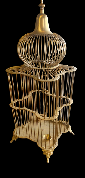 Brass Bird Cage Vintage Ethan Allen Quaterfoil Dome Top