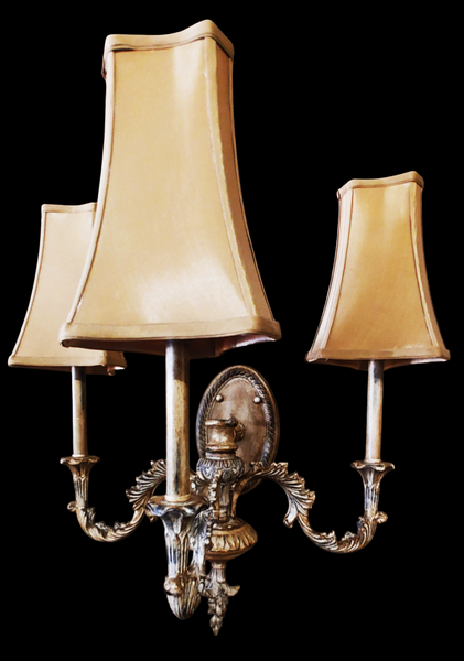 French Rococo Revival Style 3-Light Wall Sconces - A Pair