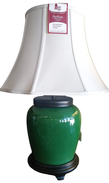 New Handcrafted Green Asian Ginger Jar Crackle Finish Table Lamp | Two Available | Sold Separately